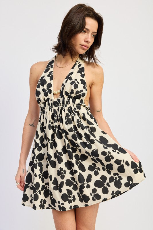 CINCHED WAIST MINI HALTER DRESS See size chart under “more details” The Fashion Celestial