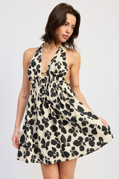 CINCHED WAIST MINI HALTER DRESS See size chart under “more details” The Fashion Celestial