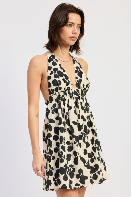 CINCHED WAIST MINI HALTER DRESS See size chart under “more details” The Fashion Celestial