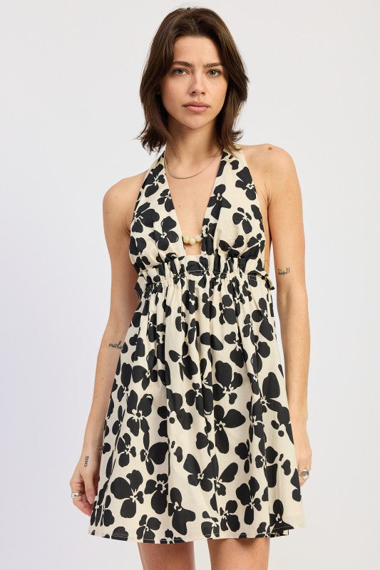 CINCHED WAIST MINI HALTER DRESS See size chart under “more details” The Fashion Celestial