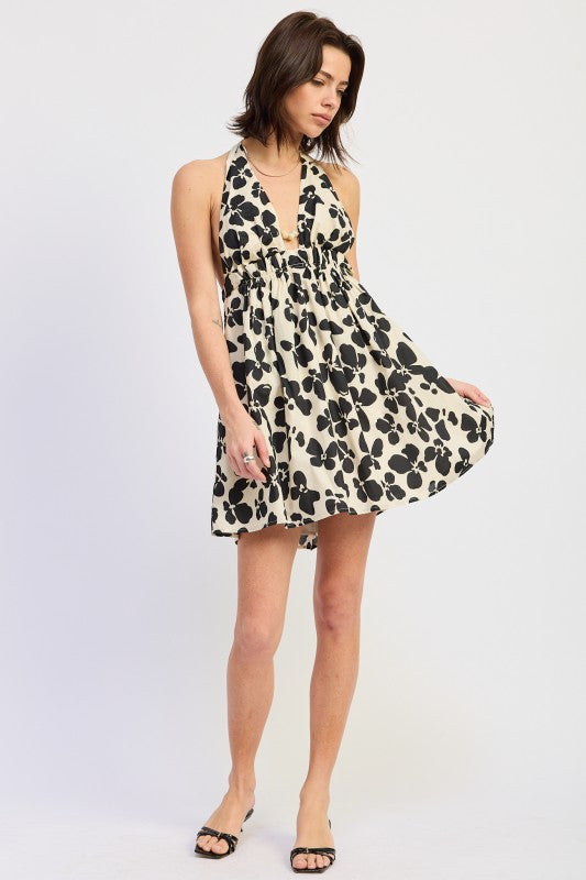 CINCHED WAIST MINI HALTER DRESS See size chart under “more details” The Fashion Celestial