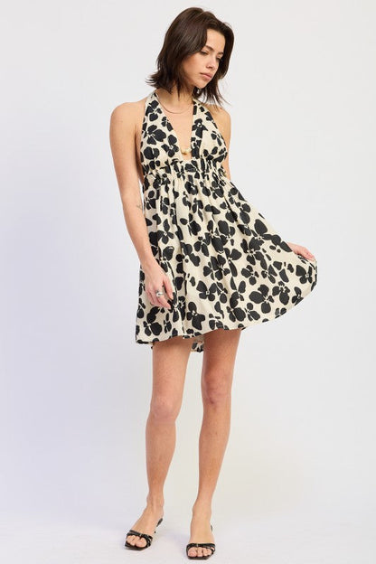CINCHED WAIST MINI HALTER DRESS See size chart under “more details” The Fashion Celestial
