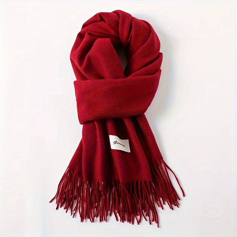 Solid Color Tassel Scarf, Hand Wash Only, Elegant Fringe Shawl for Women, Fashion Accessory NovaCart