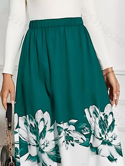 Floral Print A-Line Midi Skirt See size chart under “more details” The Fashion Celestial