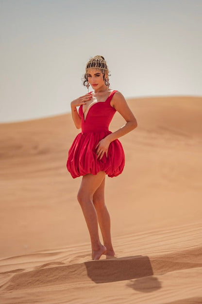Red in the Desert Bubble Dress See size chart under “more details” The Fashion Celestial