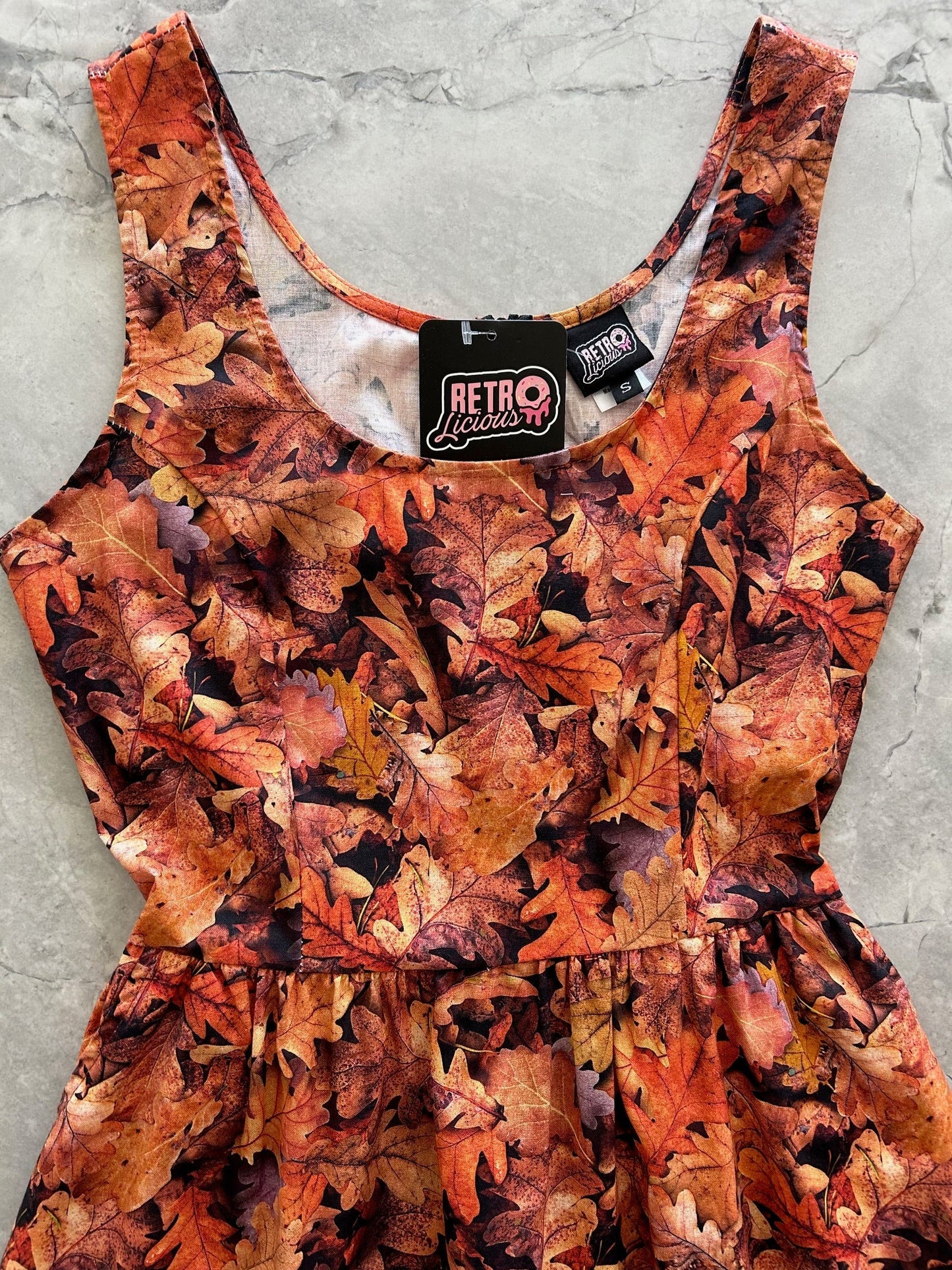 Leaves Fit & Flare Dress Retrolicious