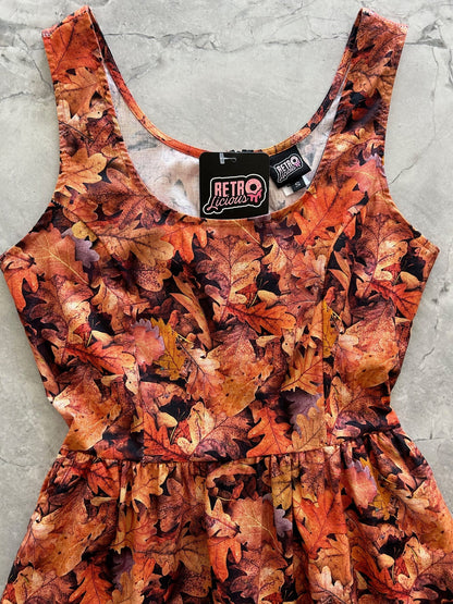 Leaves Fit & Flare Dress Retrolicious