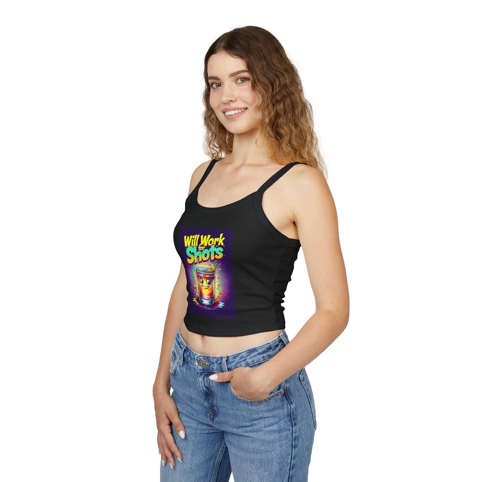 Will Work for Shots Womens Spaghetti Strap Tank Top Country in My Heart