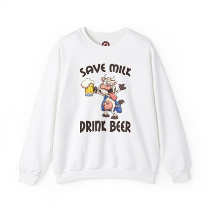 Save Milk Drink Beer Crewneck Sweatshirt The Devil's Pickle