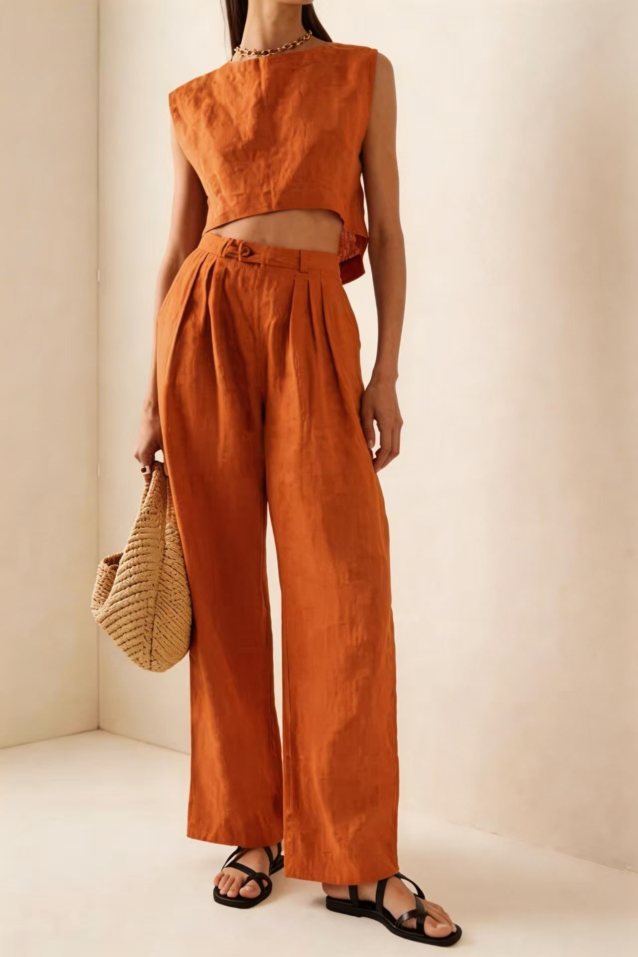 Women's Crew-Neck Loose Casual Two-Piece Set – Breathable T-Shirt & Pants FitiqueFit