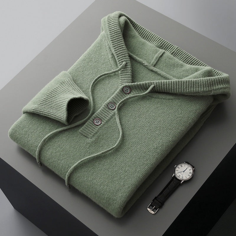 Men's American-style Warm High-grade Button Hoodie Sweater Grayceful LLC