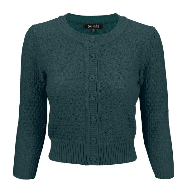 Cute Pattern Cropped Cardigan Sweater  3/4 Sleeve Shop Style & More | Fresh Looks, Everyday Deals & Free Shipping