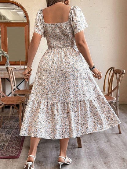 Plus Size Backless Midi Dress – Elegant Pleated Summer Party Dress FitiqueFit