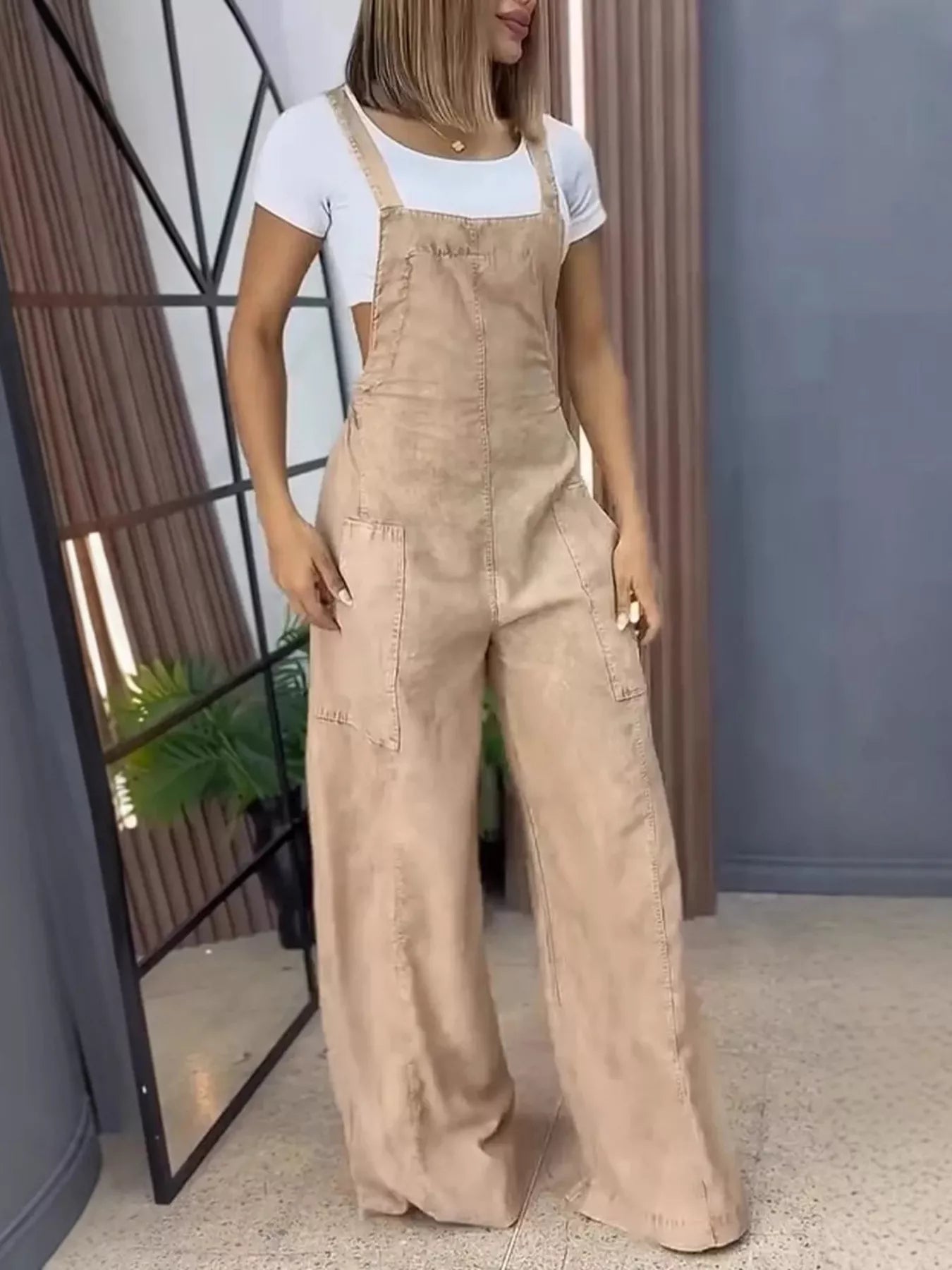 Full Size Vintage Wash Wide Leg Denim Overalls Plus Size New Era Fashion LLc