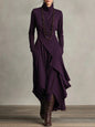 Women's Cross-Wrap High-Neck Long-Sleeve Maxi Dress FitiqueFit