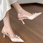 Women's Closed Toe Slingback Stiletto Heels – Bowknot & Rhinestone Sandals FitiqueFit