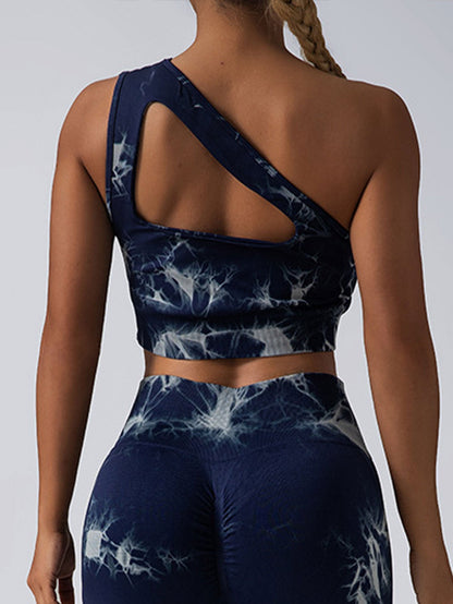 Seamless One-Shoulder Bra & Scrunch Leggings Set - High Waisted Yoga Pants FitiqueFit