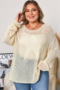 Parchment Hollow Out Knit Star Pattern Accent Plus Size Jumper Garden Naked Curves