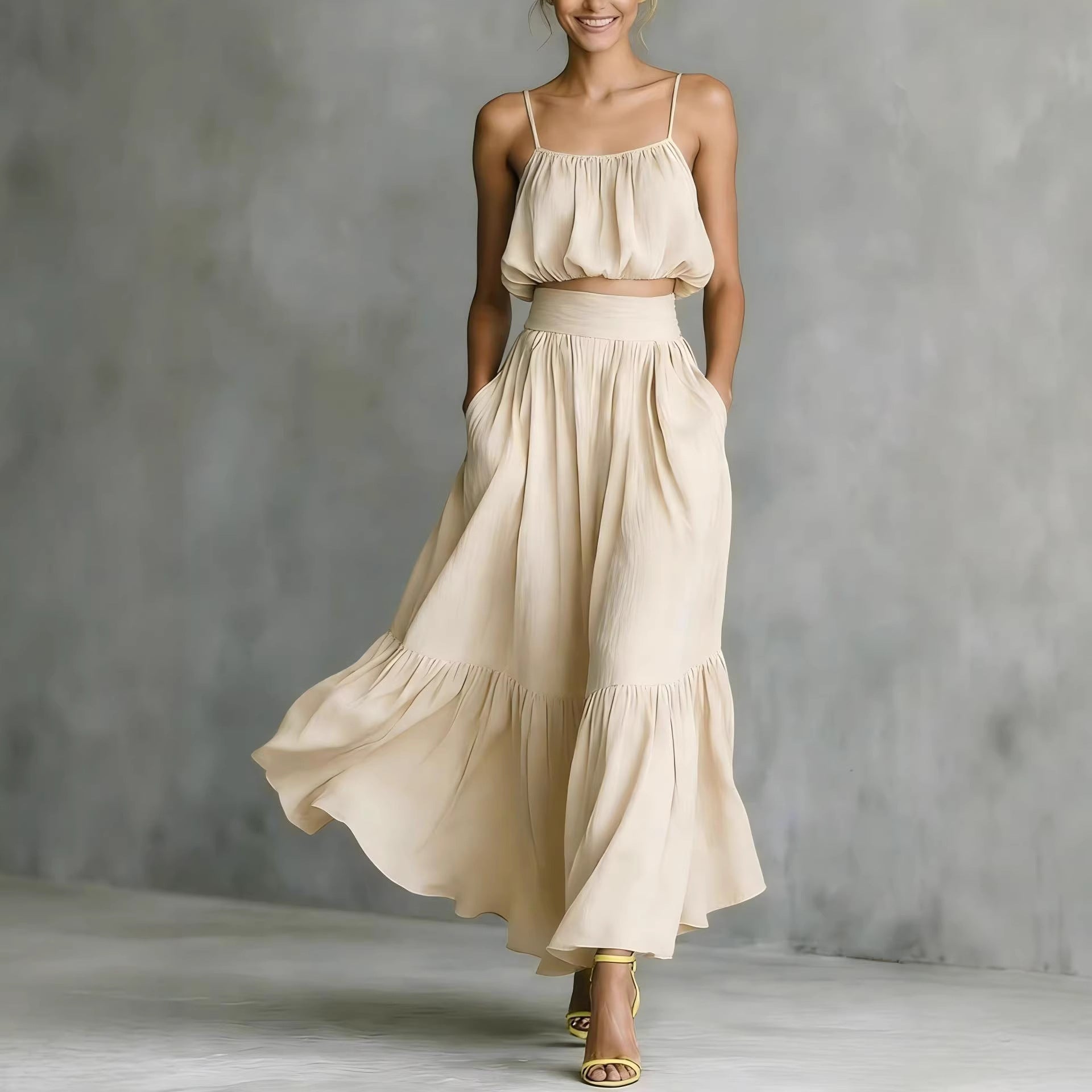 Women’s Two-Piece Flared Skirt Set – High-Waist Elegant Outfit FitiqueFit