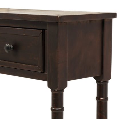 TREXM Console Table Sofa Table Easy Assembly with Two Storage Drawers and Bottom Shelf for Living Room Entryway (Espresso)