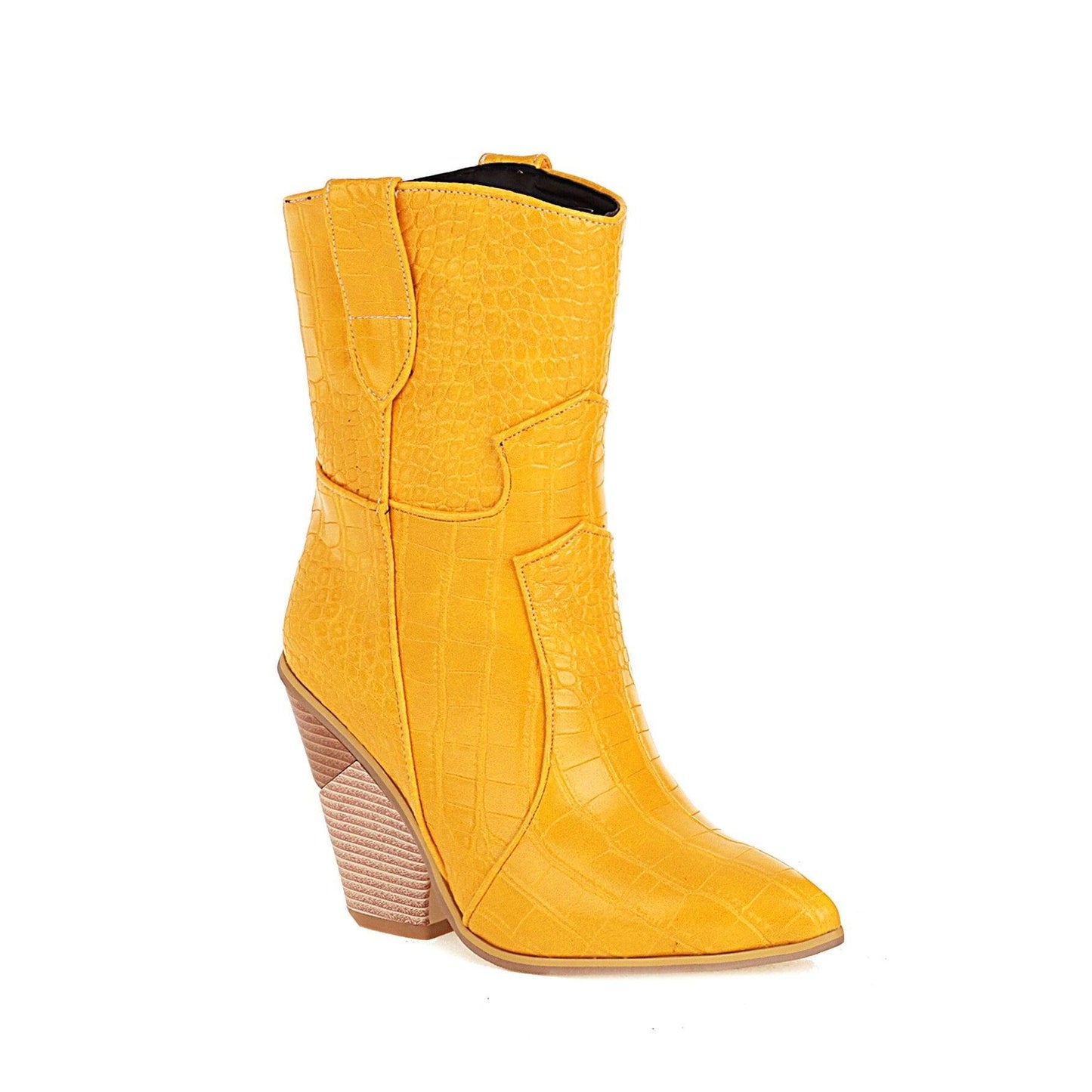 Cowgirl Chic High Heel Ankle Boots - Trendy Denim and Leather Boots for Women Country in My Heart