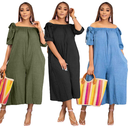 Casual Loose Cropped Jumpsuit Grayceful LLC