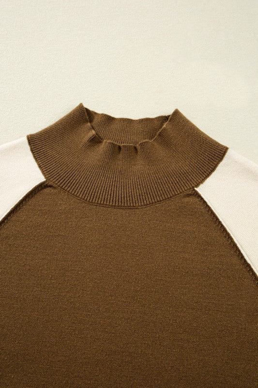 Colorblock Raglan Puff Sleeve Mock Neck Sweater Shop Style & More | Fresh Looks, Everyday Deals & Free Shipping