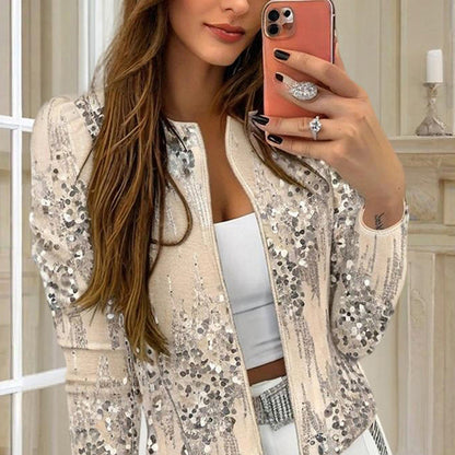 Women’s Sequined Zip-Up Jacket FitiqueFit