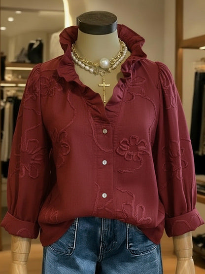 Women’s Lace Embroidered Cotton Linen Blouse FitiqueFit