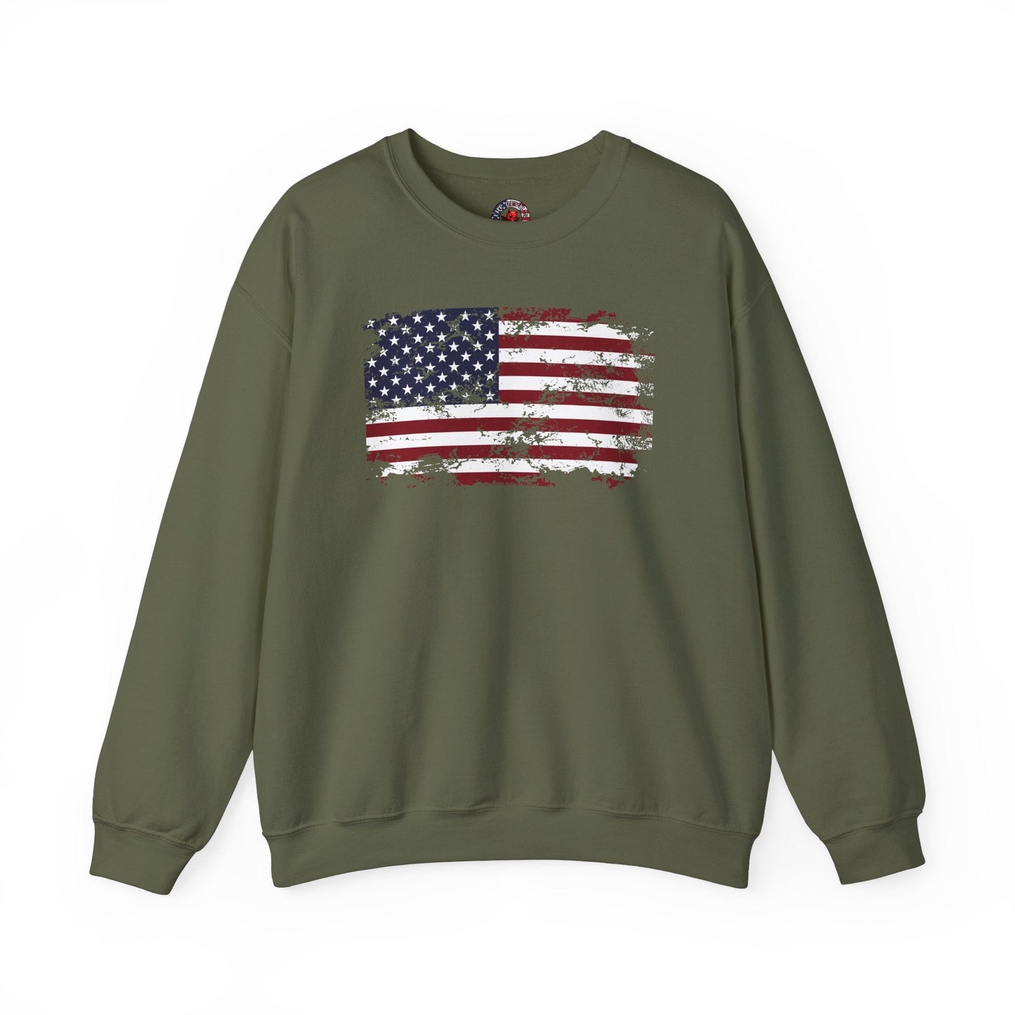 Vintage Style American Flag Crewneck Sweatshirt The Devil's Pickle