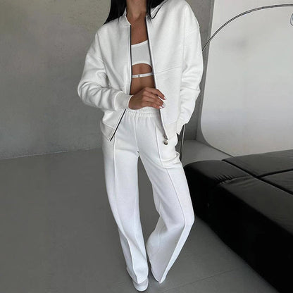 Women’s 2-Piece Zip-Up Sweatsuit Set — Jacket & Wide-Leg Sweatpants FitiqueFit