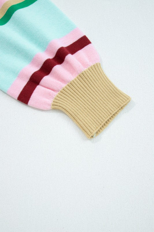 Stripe Ribbed Trim Crewneck Cropped Sweater Shop Style & More | Fresh Looks, Everyday Deals & Free Shipping