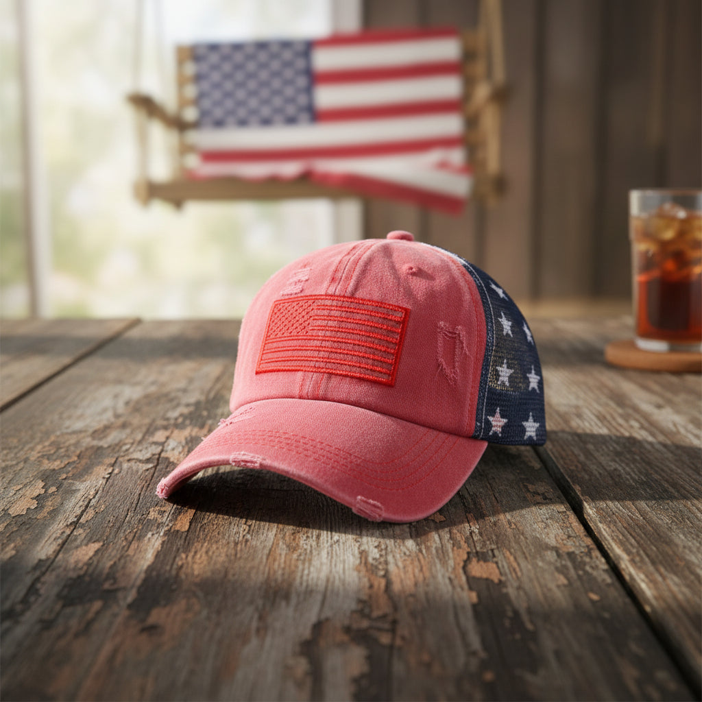 Women's Ripped Embroidered Baseball Cap – Breathable Dome Top Polyester Hat FitiqueFit