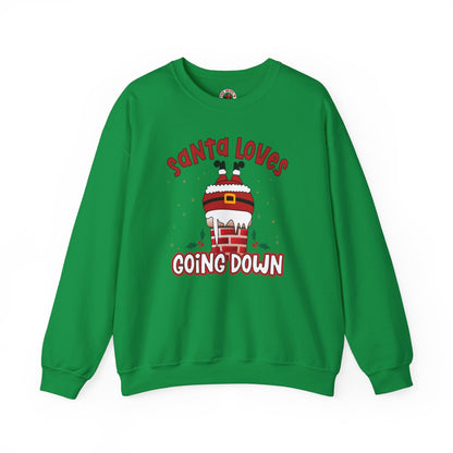 Santa Loves Going Down Crewneck Sweatshirt The Devil's Pickle
