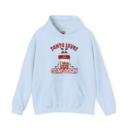 Santa Loves Going Down Hooded Sweatshirt The Devil's Pickle
