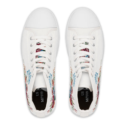 Womens White High Top Sneakers with Vibrant Wildflower Design Country in My Heart