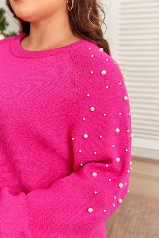 Pink Pearled Decor Raglan Sleeve Plus Size Sweater Shop Style & More | Fresh Looks, Everyday Deals & Free Shipping
