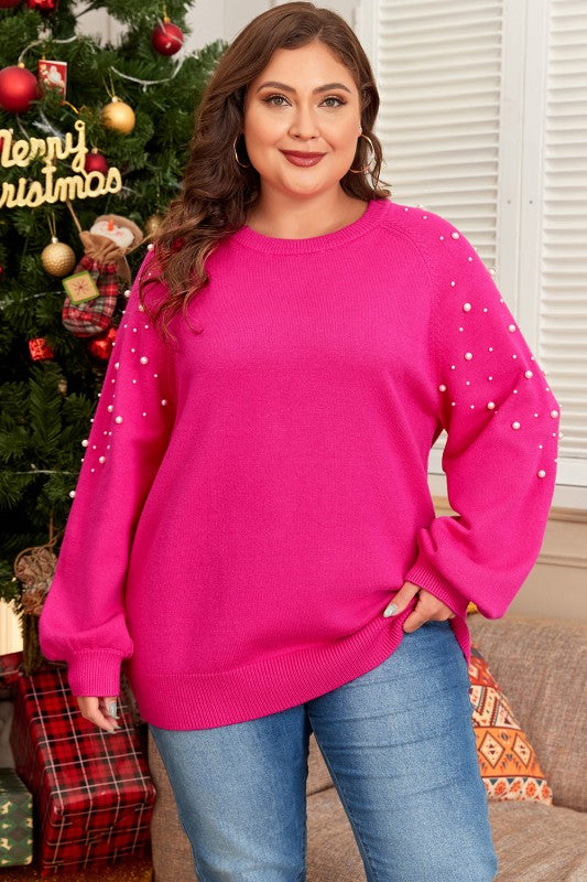 Pink Pearled Decor Raglan Sleeve Plus Size Sweater Shop Style & More | Fresh Looks, Everyday Deals & Free Shipping