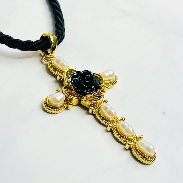 Layered Black Rose Cross Necklace Shop Style & More | Fresh Looks, Everyday Deals & Free Shipping
