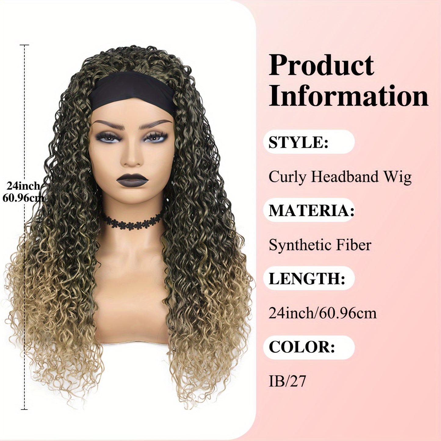 Ombre Blonde Curly Headband Wigs for Women Honey Blond Soft Hair Afro Curl Coily Synthetic Wig Headband Wigs for Mothers Day Gifts (Ombre Blonde) NovaCart
