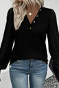 Buttoned V Neck Ribbed Puff Sleeve Top Shop Style & More | Fresh Looks, Everyday Deals & Free Shipping