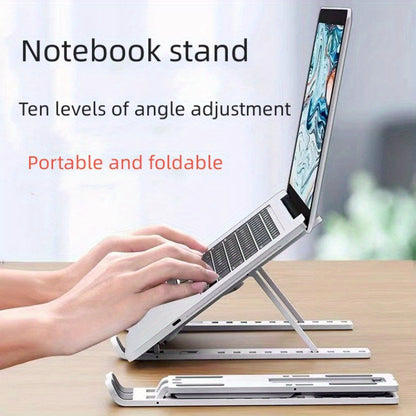 Laptop Stand Single Fork Folding Lift Cooling Base Desktop Tablet Portable Bracket Compatible With All Notebook ABS Material Ten Levels Adjustable NovaCart