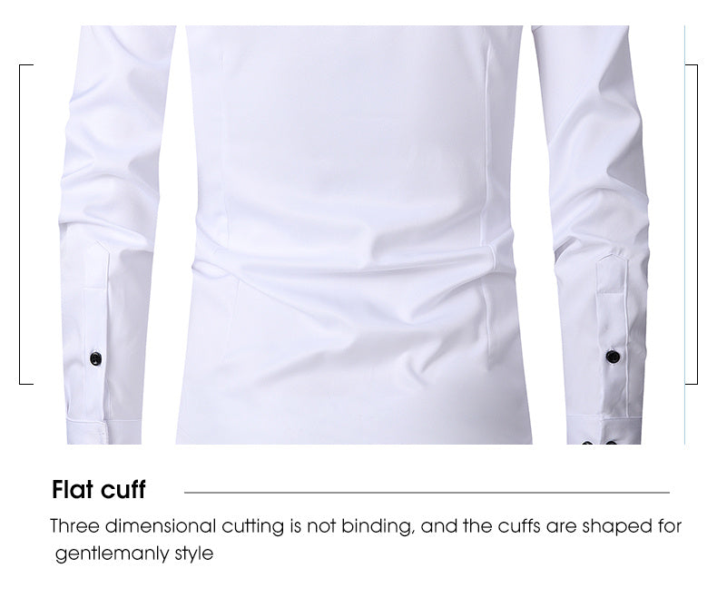 Men'S Stretch Slim-Fit Formal Shirt Without Pockets, Light Business Turn- Collar Long-Sleeved Shirt, Men'S Business Shirt, Wrinkle-Resistant And Durable Solid Color Formal Long-Sleeved Shirt with Buttons And Pockets, Suitable NovaCart