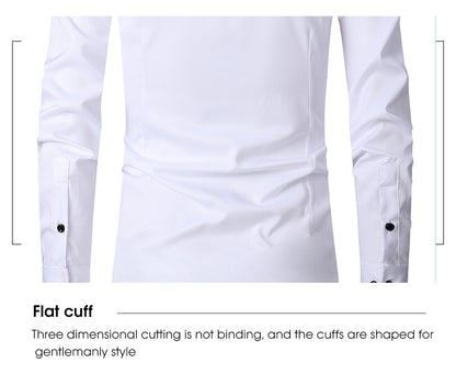 Men'S Stretch Slim-Fit Formal Shirt Without Pockets, Light Business Turn- Collar Long-Sleeved Shirt, Men'S Business Shirt, Wrinkle-Resistant And Durable Solid Color Formal Long-Sleeved Shirt with Buttons And Pockets, Suitable NovaCart
