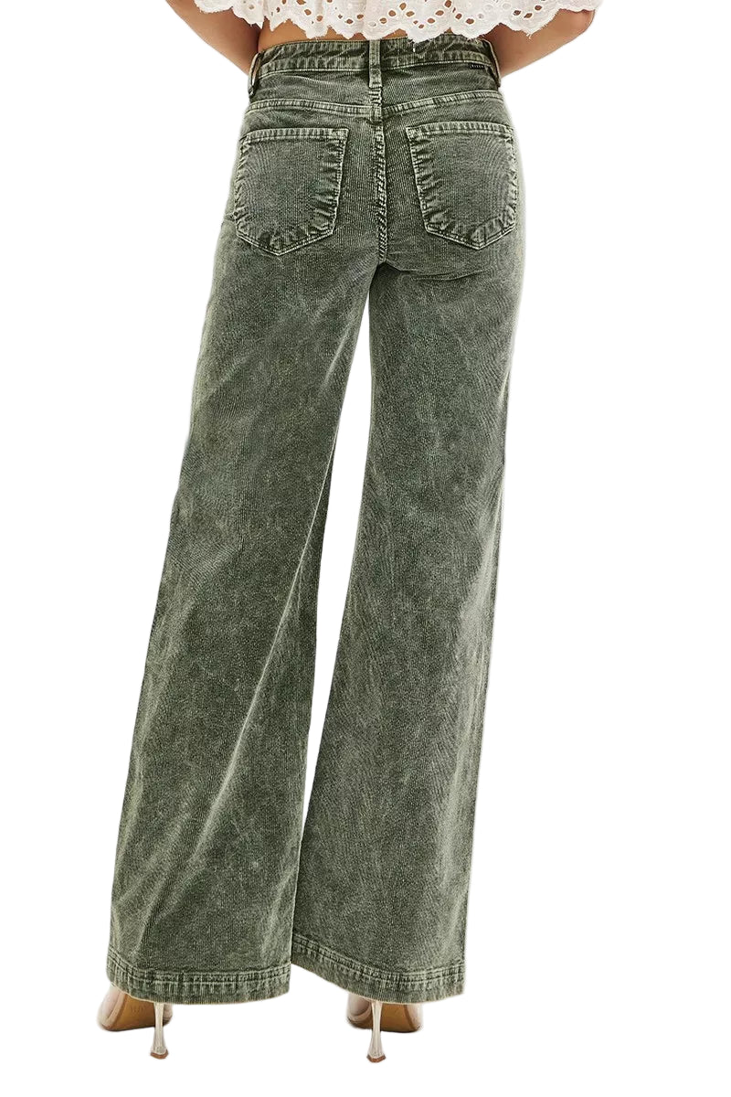 RISEN Full Size High Rise Wide Leg Corduroy Jeans Plus Size Garden Naked Curves