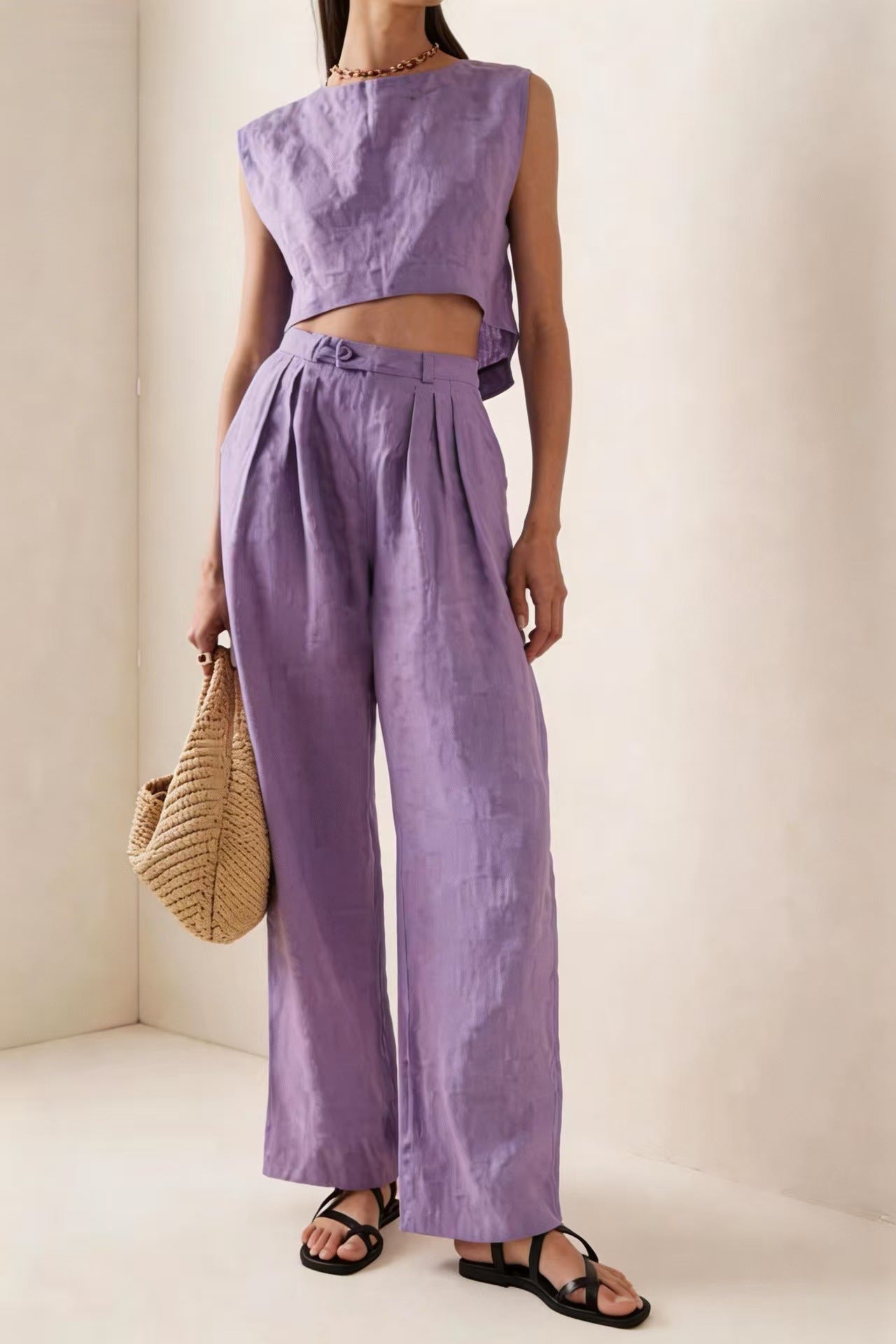 Women's Crew-Neck Loose Casual Two-Piece Set – Breathable T-Shirt & Pants FitiqueFit