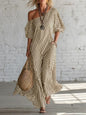 Women's Striped Off-Shoulder Elegant Midi Dress FitiqueFit