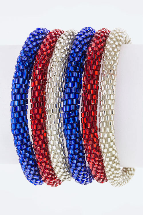Red, White & Blue Nepal Roll Up Bracelet Shop Style & More | Fresh Looks, Everyday Deals & Free Shipping