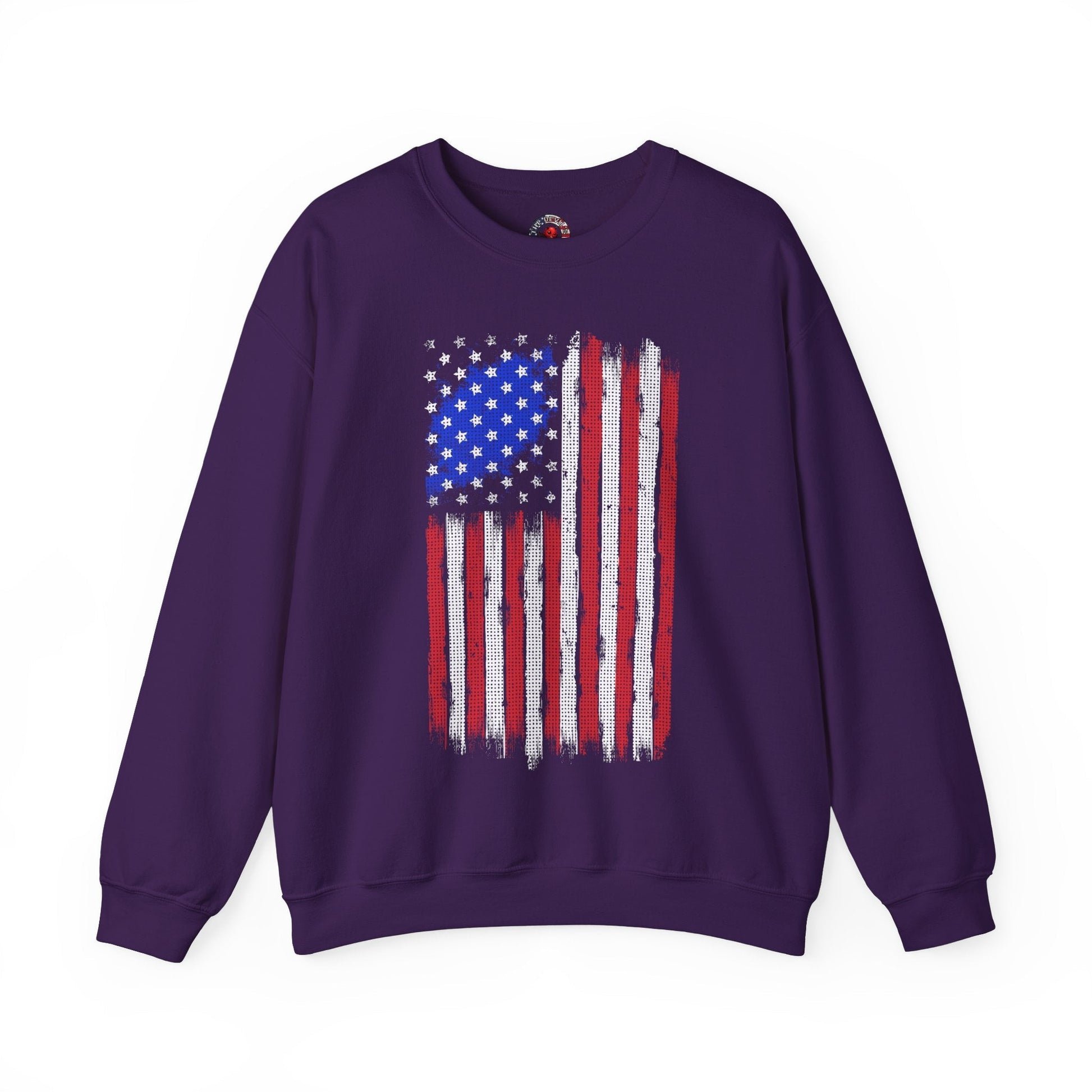 Tattered American Flag Crewneck Sweatshirt The Devil's Pickle