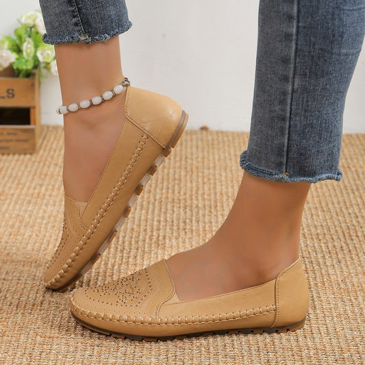 Women’s Handmade Gommino Driving Shoes – Solid‑Color Casual Flats FitiqueFit